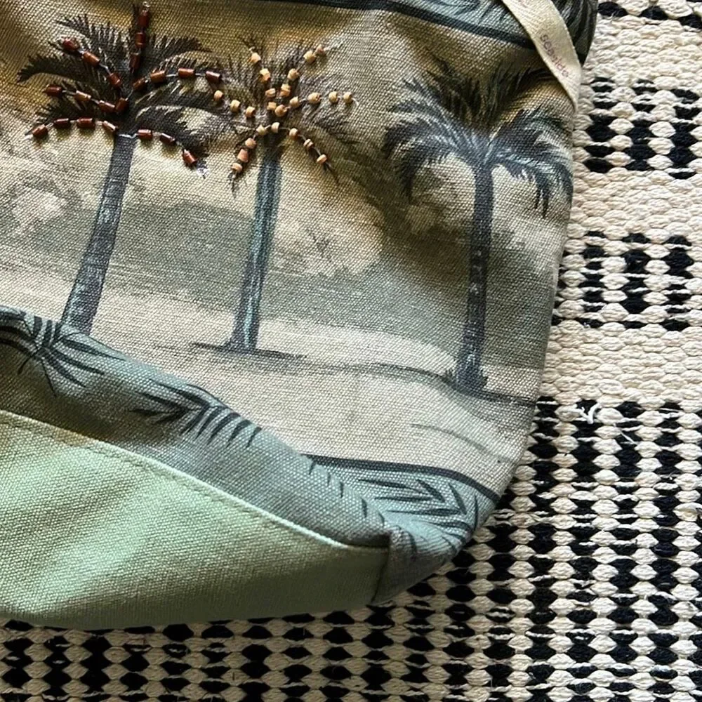 Paul Breut Canvas purse green palm tree purse